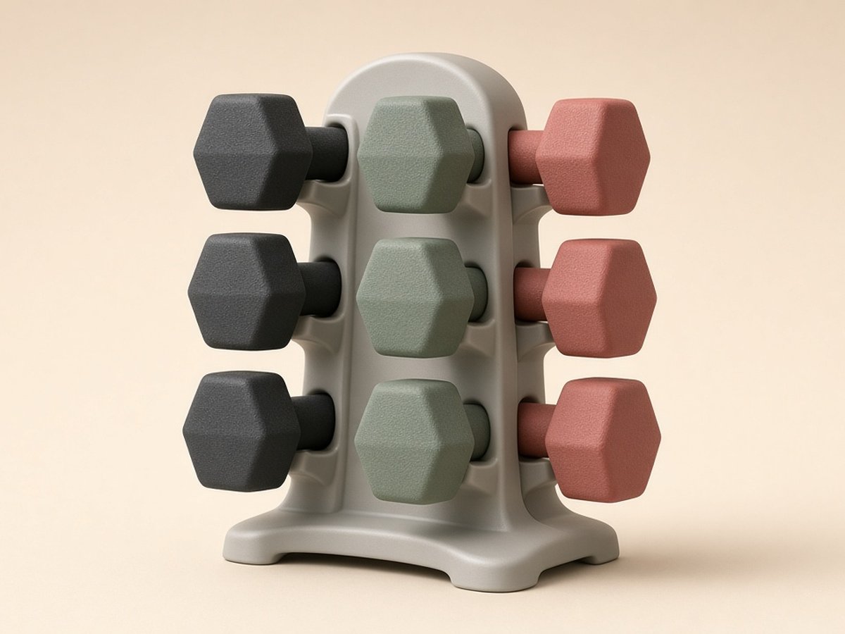 Amazon Basics Neoprene Dumbbell Set — 2, 3 & 5 lb pairs with stand